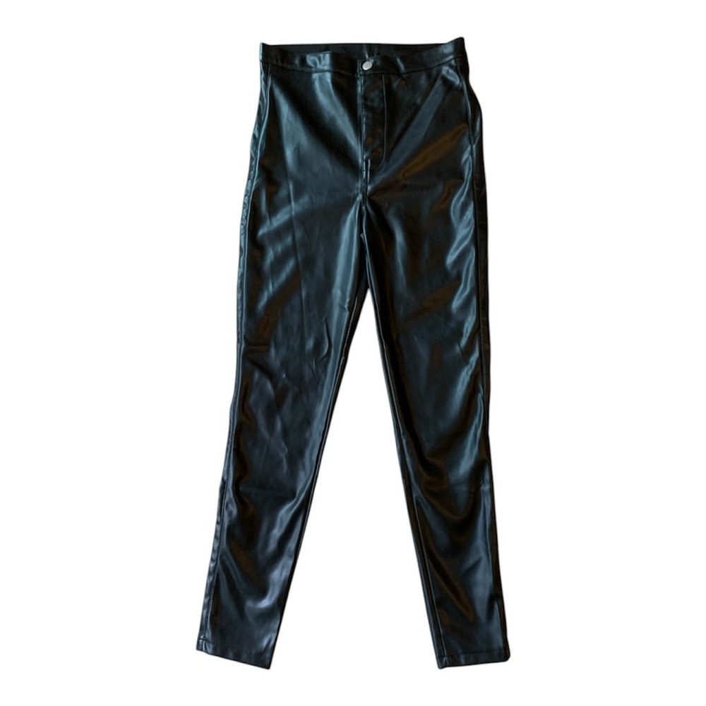 NWT Wet Seal Faux Black Pleather Straight Leg Pants Medium